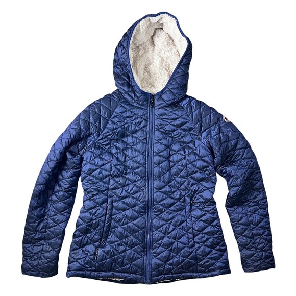 Steve Madden Women's Glacier Shield Fur Lined Navy Quilted Coat  Size M  Puffer - Picture 1 of 13